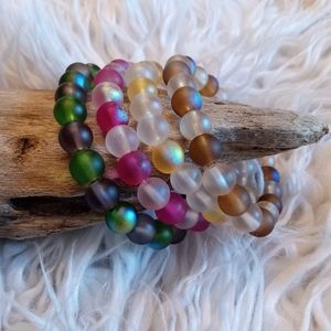 📌 SOLD  New Frosted Bead Stretch Bracelet Set/Children's bracelet set